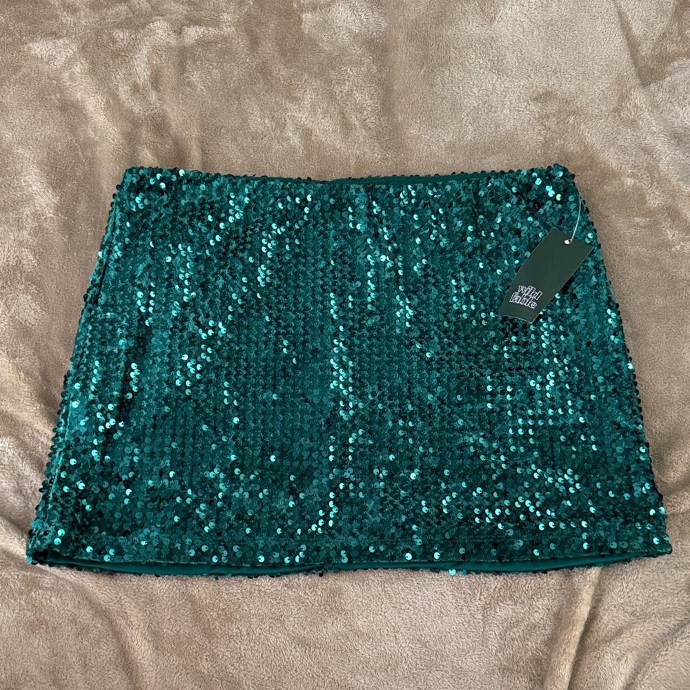 wild fable Teal Sequin Mini Skirt
